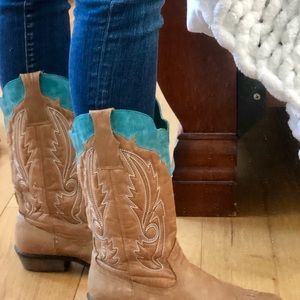 Cowboy Boots with teal accents